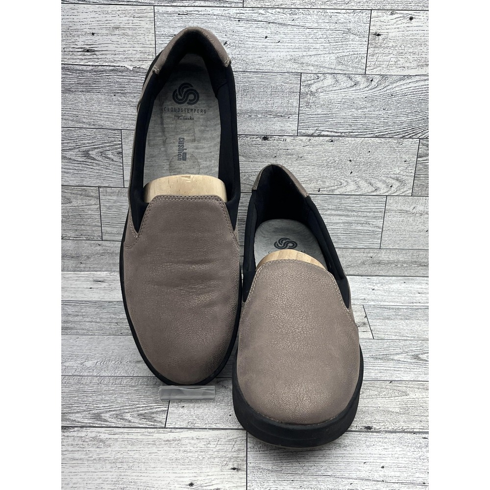 Clarks Cloudsteppers Shoes Womens Size 9 Gray Slip On Comfort Platform Cushioned